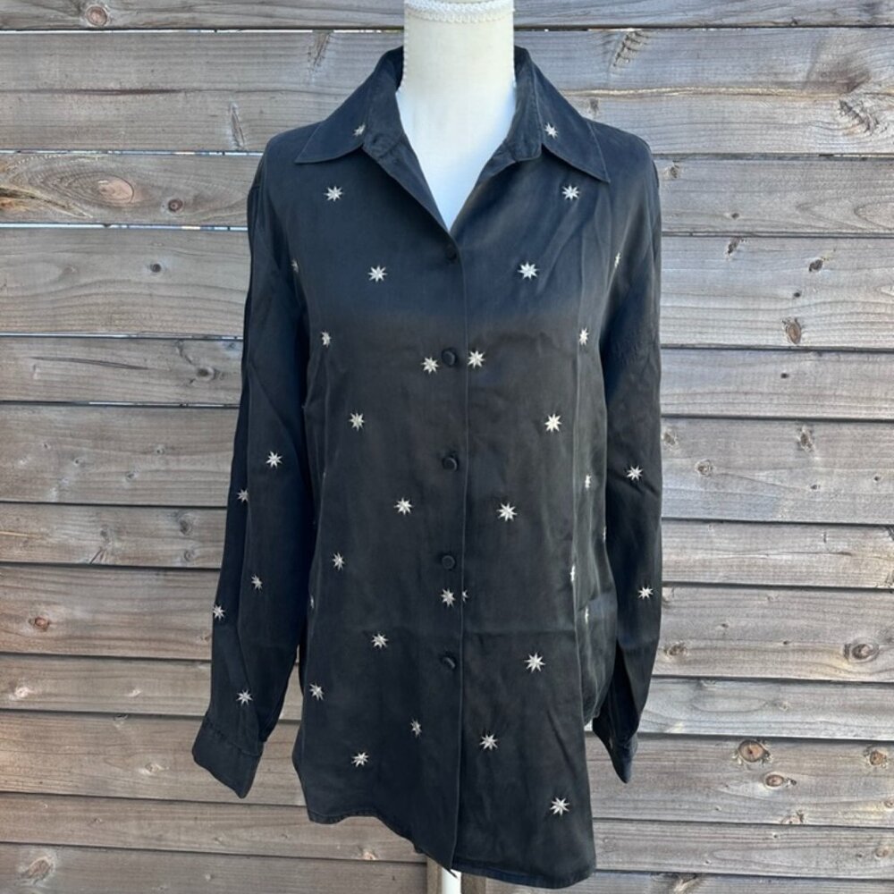 Vintage Ishyu Silk Embroidered Star Blouse - S/10 - Picture 3 of 8